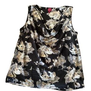 212 Collection Black and Cream Floral Tank Top